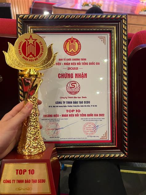 Sedu Thành Công đạt Giải Top 10 Thương Hiệu Nổi Tiếng Quốc Gia Năm 2022