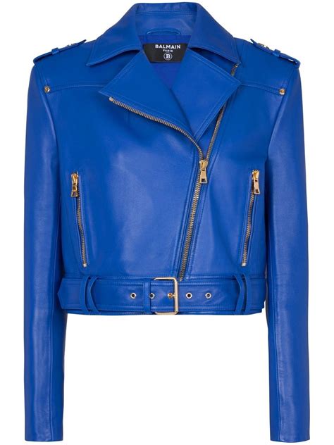 Balmain Cropped Biker Leather Jacket Farfetch