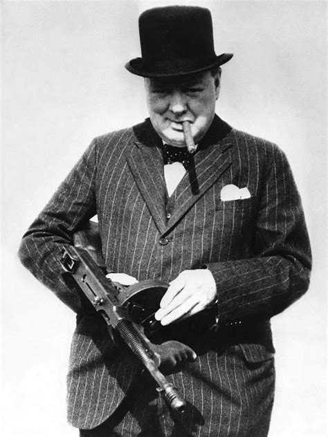 Winston Churchill With Tommy Gun Print Poster Etsy Australia