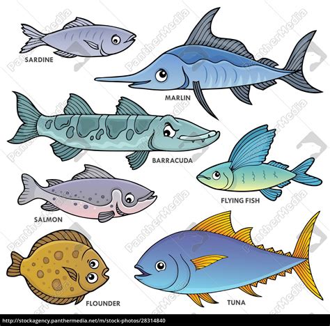 Verschiedene Fische Thema Set Lizenzfreies Foto