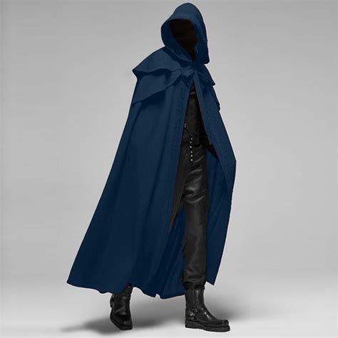 Qolati Mens Medieval Cape Cloak With Hood Halloween Steampunk Shawl