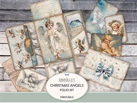 Christmas Angel Folio Kit Shabby Festive Folding Folio Cute Cherub