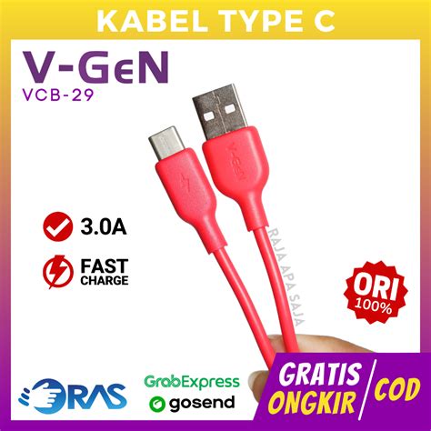 Jual Kabel Data Charger Type C 3A Casan Fast Charging HP Android Vgen