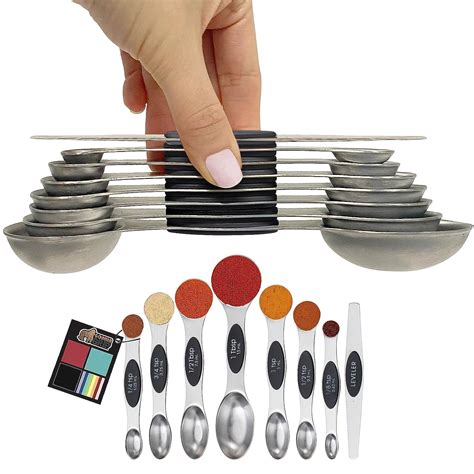 Gorilla Grip Magnetic Measuring Spoons Set Stainless Steel Dual Sided