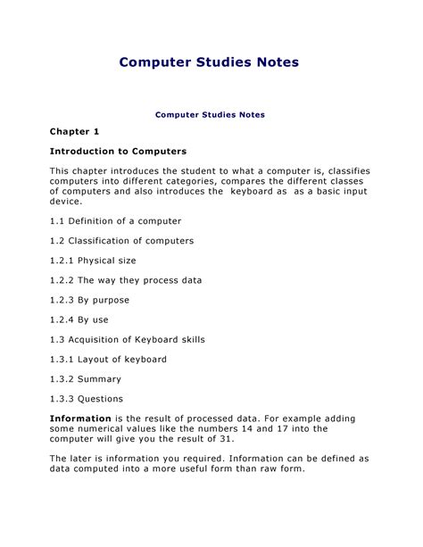 Computer Studies Notes Computer Studies Notes Computer Studies Notes