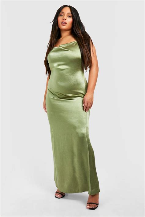 Plus Satin Cowl Neck Maxi Slip Dress Boohoo Uk