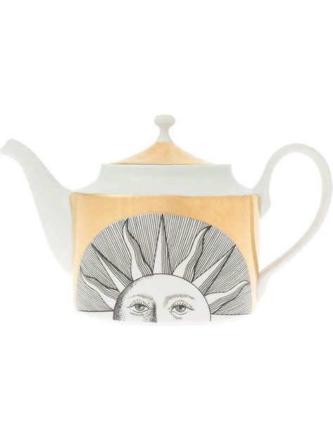 FORNASETTI Sun-print Ceramic Teapot - White | Editorialist