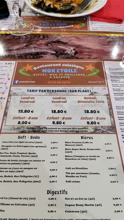 Menu At Wok Etoile Restaurant Émerainville