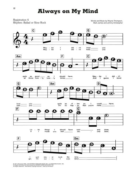 Always On My Mind By Willie Nelson Sheet Music For E Z Play Today At