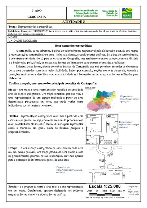 7o GEO Atividade 3 Representacoes cartograficas Representações