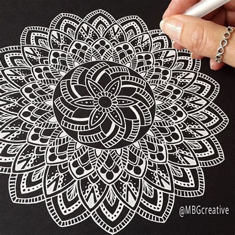 Finished This White On Black ⚫⚪⚫ Mandala Mandalaart Mandaladesign Mandalaartist