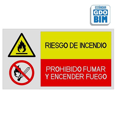 BIM 对象 Señal o señalización en BIM combinada Riesgo de incendio no