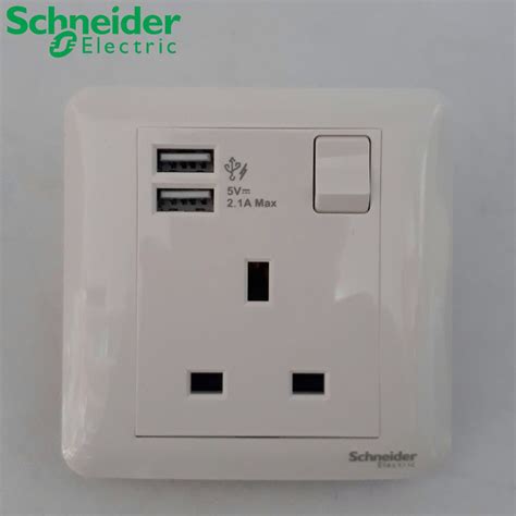 Schneider 13a 1 Gang Switch Socket With 21a Usb For House Electrical Switch