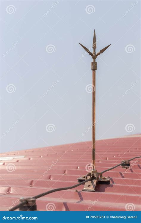 Lightning Rod Copper Stock Image Image Of Bolt Safety 70593251