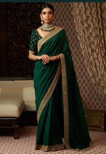 Emerald Green Color Silk Saree Stylish Sarees Saree Blouse Designs Latest Saree Trends