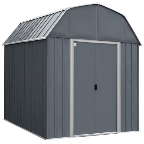 Arrow 10 Ft W X 10 Ft D Metal Barn In Charcoal Flute Grey 100 Sq Ft