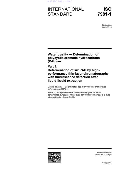 ISO 7981-1:2005 - Water quality — Determination of polycyclic aromatic ...