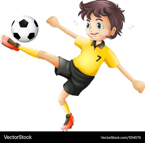 A boy kicking the soccer ball Royalty Free Vector Image