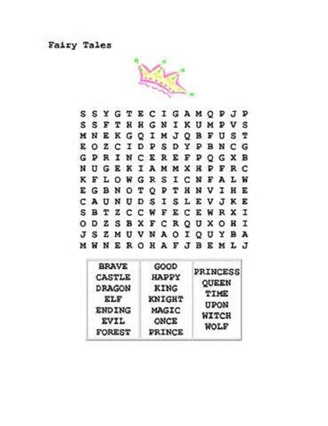 Fairy Tale Word Search Printable