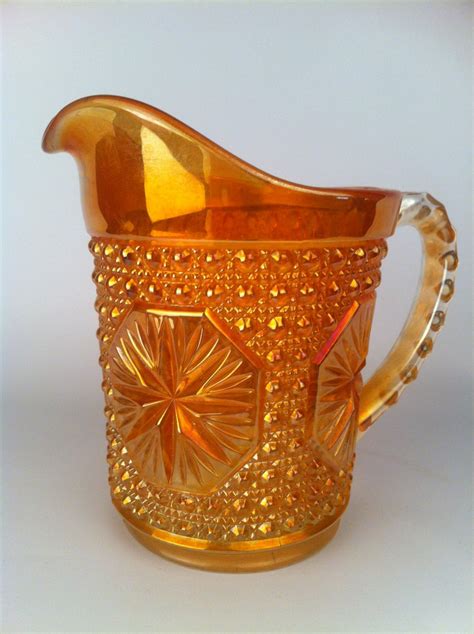 Orange Carnival Glass Pitcher