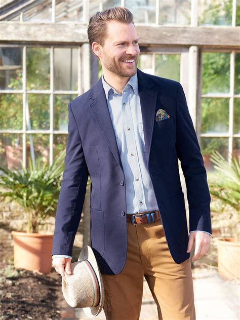 Mens Navy Blue Cotton Oxford Blazer Peter Christian