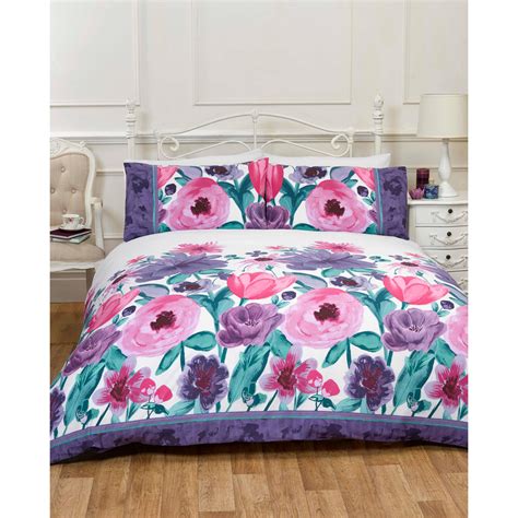 Spring Flower Duvet Cover Hand Painted Floral Effect Bedding In