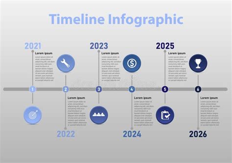 Linha Do Tempo Infogr Fico Anos C Rculo Azul Linhas Cinzentas