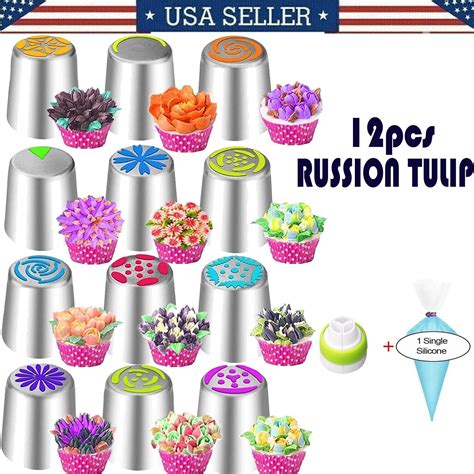 Pcs Russian Flower Icing Piping Nozzles Pastry Tips Cake Decorating