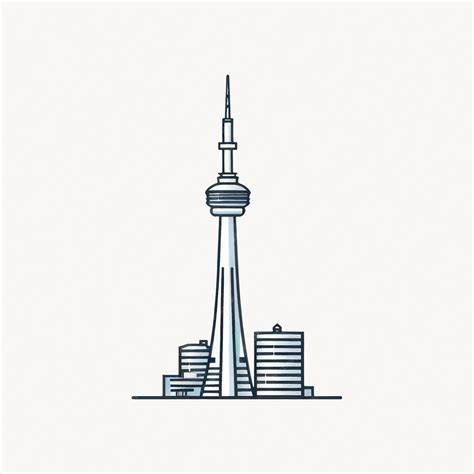 Toronto Skyline Cn Tower Illustration Premium Ai Generated Vector