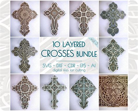 Layered Crosses Bundle Vol 3 3d Svg Cross Laser Cut Cross Etsy