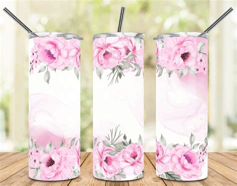 Oz Skinny Tumbler Sublimation Designs Flower Pink Floral Etsy