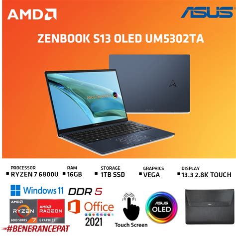 Jual Asus Zenbook S13 Oled Um5302ta Ryzen 7 6800u 16gb 1tbssd Vega W11