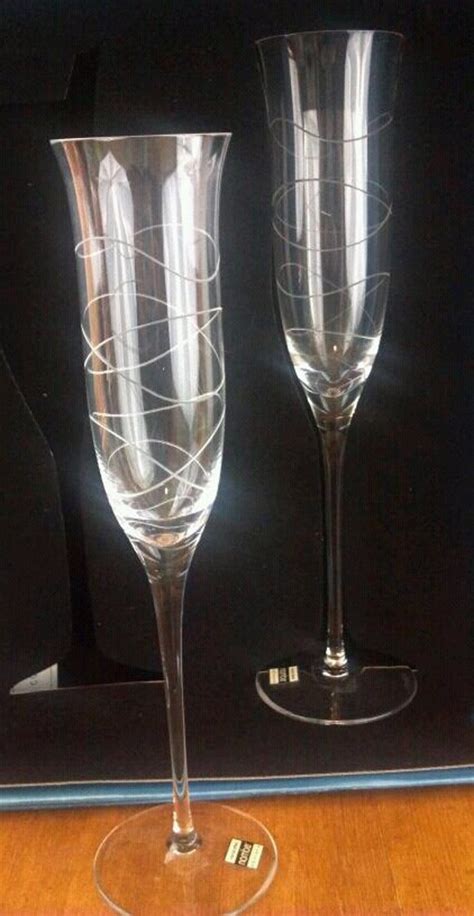 Vintage Mod Wedding Flutes Nambe Crystal Flutes Champagne