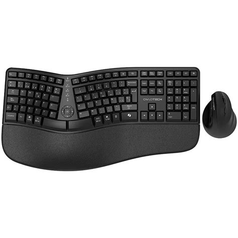 Mouse E Teclado Ergonomico - Combinação de teclado e mouse ergonômico sem fio Owlotech EMK500 preto ...