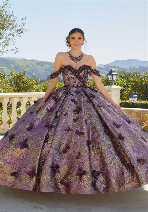 French Novelty Vizcaya 89429 Iridescent 3d Butterfly Quinceanera Dress
