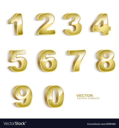 Gold Grunge 3d Numbers Set Royalty Free Vector Image