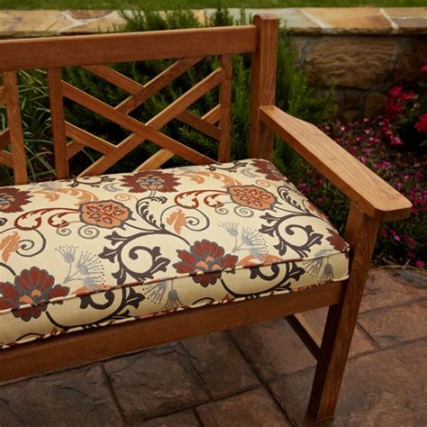 Clara Grey/ Rust Indoor/outdoor 60-inch Sunbrella Fabric Bench Cushion - Free Shipping Today ...