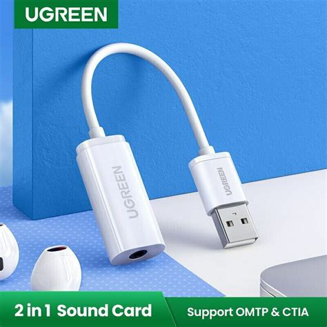 Ugreen USB Sound Card External Converter USB Audio Adapter 3 5mm 30712