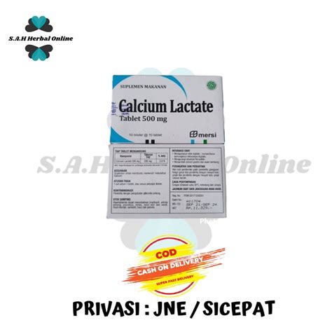 Jual Calcium Lactate 500 Mg 10 Tablet Perstrip Shopee Indonesia