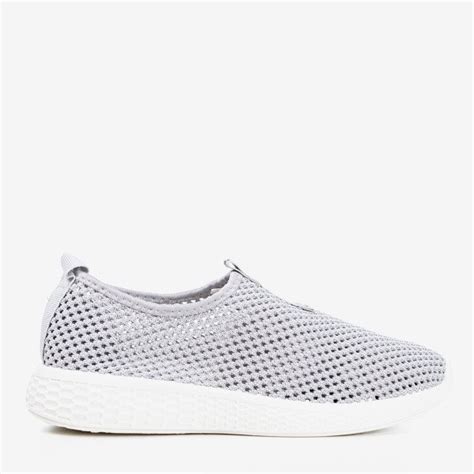 Szare Sportowe Buty Damskie Typu Slip On Poliea Obuwie Jasnoszary