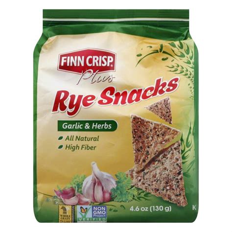Finn Crisp, Plus, Rye Snacks, Garlic & Herbs, 4.6 oz (130 g) - iHerb
