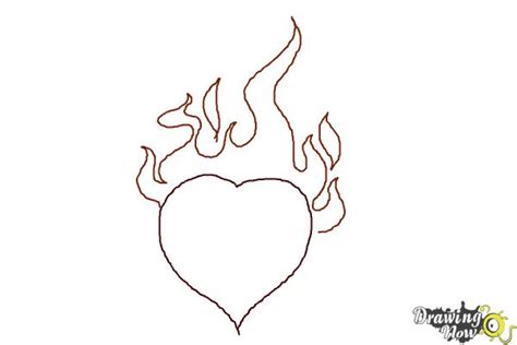 How To Draw A Heart On Fire Drawingnow