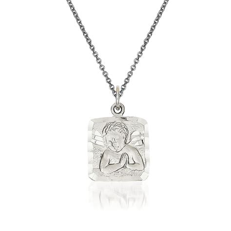 14kt White Gold Angel Pendant Necklace Ross Simons