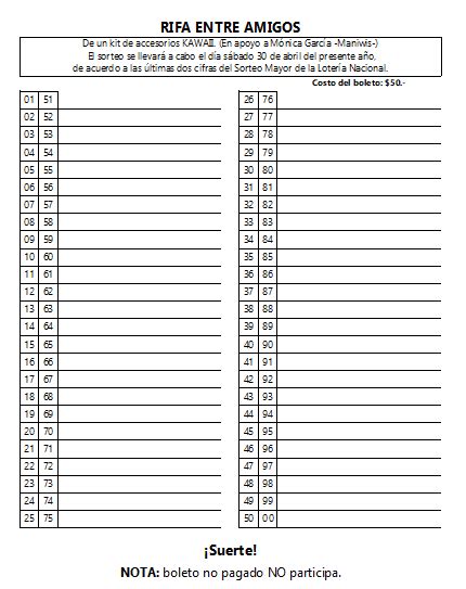 Ejemplo De Lista Para Rifa Programa Numerador Para Imprentas Descarga