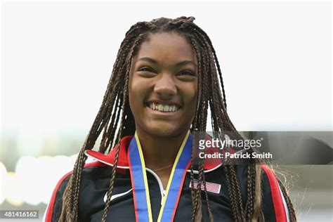 Tara Davis Of The Usa Gold Medal Celebrates On The Podium After The