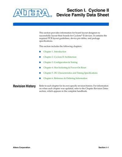 Cyclone II Device Handbook, Section 1. Cyclone II Device Family