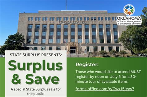 State Of Oklahoma To Offer Surplus And Save Event At Historic Office