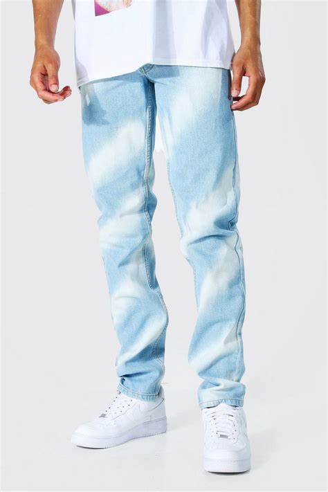 Tall Relaxed Rigid Jean With Bleaching Boohoo