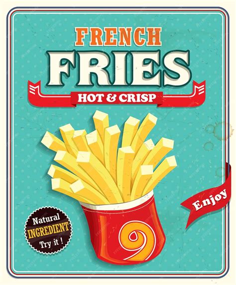 Premium Vector Vintage French Fries Poster Design