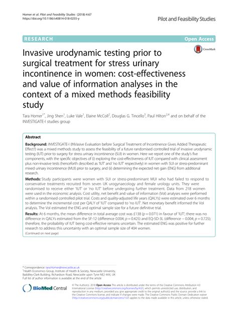 Pdf Invasive Urodynamic Testing Prior To Surgical Treatment For